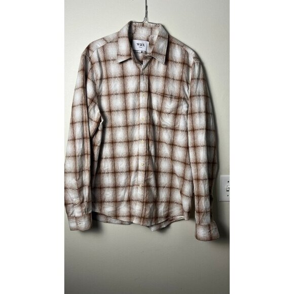 WAX LONDON $265 PLAID X PRINT BUTTON DOWN SHIRT M - Picture 1 of 8